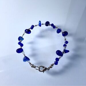 Cobalt Blue Ocean Beach Bracelet Sea Glass  7 1/2”